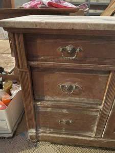 lot 13 image: Granite Top Entry Table Located in Basement