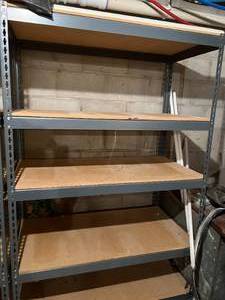 lot 14 image: Set of 2 Metal Storage Shelves Lot 1 Located in Basement