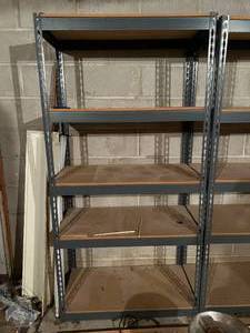 lot 15 image: Set of 3 Metal Storage Shelves Lot 2 Located in Basement