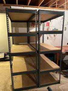 lot 16 image: Set of 2 Metal Storage Shelves Lot 3 Located in Basement