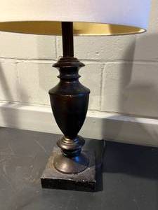 lot 32 image: Bronze Lamp with White Shade