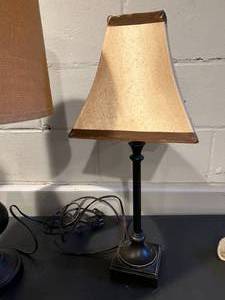 lot 33 image: Two Lamp Bases with TanBrown Shades