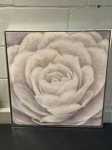 lot 88 image: White Flower  Acrylic on Canvas Framed Art