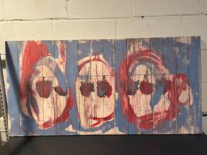 lot 93 image: Pier One BlueRed Abstract Painting on Wood