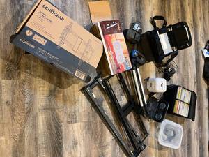 lot 152 image: Electronics Lot TV Tilting Mount, Nikon Camera, Audio Vox and More