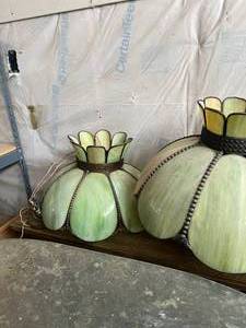 lot 171 image: Pair of Vintage Tiffany Style Green Lights
