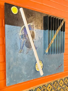lot 103 image: Abstract Oil Painting with Musical Elements by Danial Milhaud