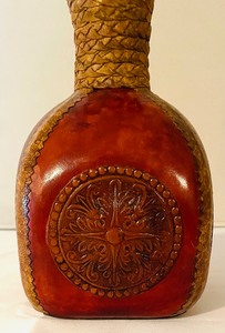 lot 116 image: Vintage Genuine Leather Covered Glass Decanter from Italy