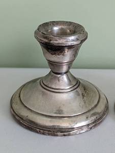lot 78 image: Pair of Weighted Sterling Silver Candleholders