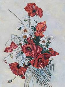 lot 95 image: Framed Vintage Floral Canvas Painting