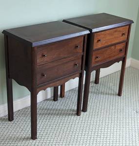 lot 165 image: Pair of Vintage Wood Sewing Storage Tables