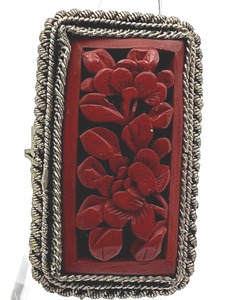 lot 261 image: Vintage Chinese Cinnabar Clip and Ring