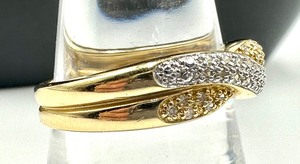 lot 275A image: 14k White and Yellow Gold Ring with Diamond Accents - The Danbury Mint Diamond Duet Ring