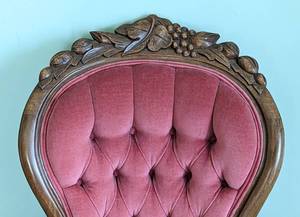 lot 21 image: Antique Ornate Velvet Gentlemans Armchair