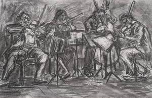 lot 6 image: Framed Charcoal Drawing by Daniel Milhaud
