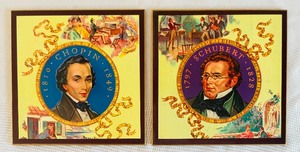 lot 345 image: Set of 6 Musician Themed Board Tiles