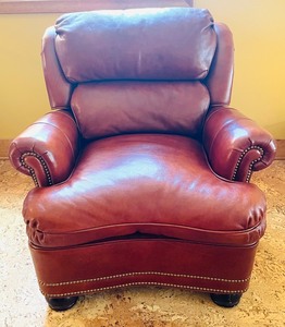 lot 327 image: Hancock & Moore Leather Reclining Chair with Ottoman
