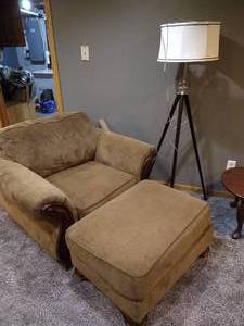 Upholstery ChairOttoman & Lamp