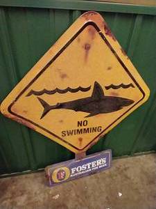 Vintage Tin Fosters Beer  Shark Sign