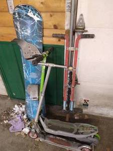 Outdoor Toy Lot - Snow Board, Scooters & Pogo Stick