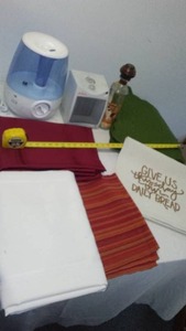 lot 97 image: Table Linens, Vicks Humidifier, Heater And More