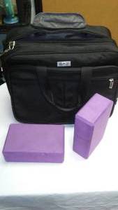 lot 196 image: MN Viking Purple Foam Bricks and Samsonite Laptop Bag