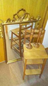 lot 214 image: Step Stool, Candle Holders, Mirror.