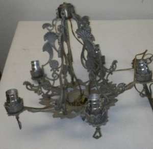 lot 249 image: Vintage Hanging Ceiling Light Fixture Up -5 Bulb