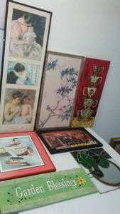 lot 253 image: (6) Prints And Lead Glass Mirror