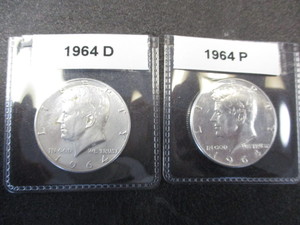 30. 1964-P and 1964-D Kennedy 90% Silver Half Dollars