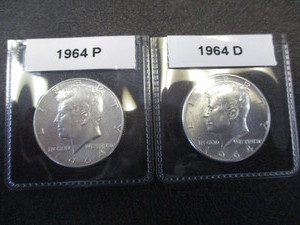 32. 1964-P and 1964-D Kennedy 90% Silver Half Dollars