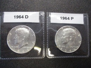 33. 1964-P and 1964-D Kennedy 90% Silver Half Dollars