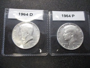 36. 1964-P and 1964-D Kennedy 90% Silver Half Dollars