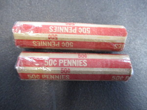 43. 2 Rolls of (50) Lincoln Wheatback Pennies