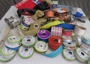 LOT OF NEW RIBBON, ZIPPERS, RICK RACK VELCRO AND MORE