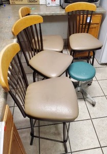 Four Barstools And A Footstool