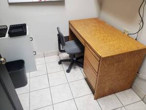 Desk, Chair, And Filing Cabinet