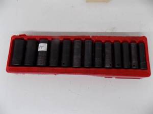 lot 15 image: Snap-on 12 Drive Socket Set Deep Well Impact 12 to  1 14 Full Set with red organizer