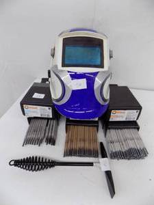 lot 36 image: Welding Items - Helmet KT Auto-darkening Helmet, Hobart Rods 7018-6011, 6019