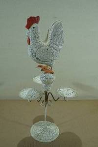 Metal Rooster Tabletop Candle Holder