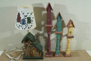 Bird House Lamp with Decorative Bird House Stands