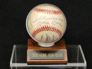 lot 1 image: WW 500 Home Run Club Baseball Autographed By (11) HoFers with COA LK