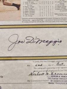 lot 5 image: Certified Authentic Joe DiMaggio Autograph