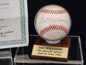 lot 8 image: Autographed Ted Williams Baseball with COA