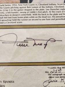 lot 9 image: Certified Authentic Willie Mays Autograph