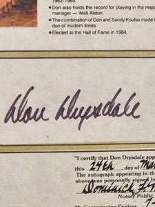 lot 11 image: Certified Authentic Don Drysdale Autograph