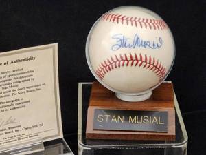 lot 16 image: Autographed Stan Musial Baseball with COA
