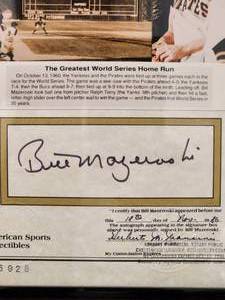 lot 27 image: Certified Authentic Bill Mazeroski Autograph