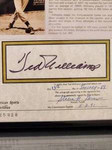 lot 29 image: Certified Authentic Ted Williams Autograph