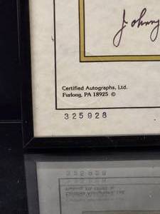 lot 35 image: Certified Authentic Johnny Vander Meer Autograph